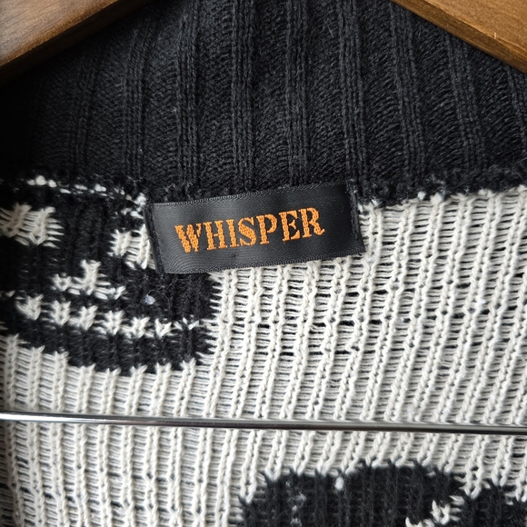 Whisper Skull Gothic Halloween Open Front Acrylic Sweater Cardigan Small - Picture 4 of 11